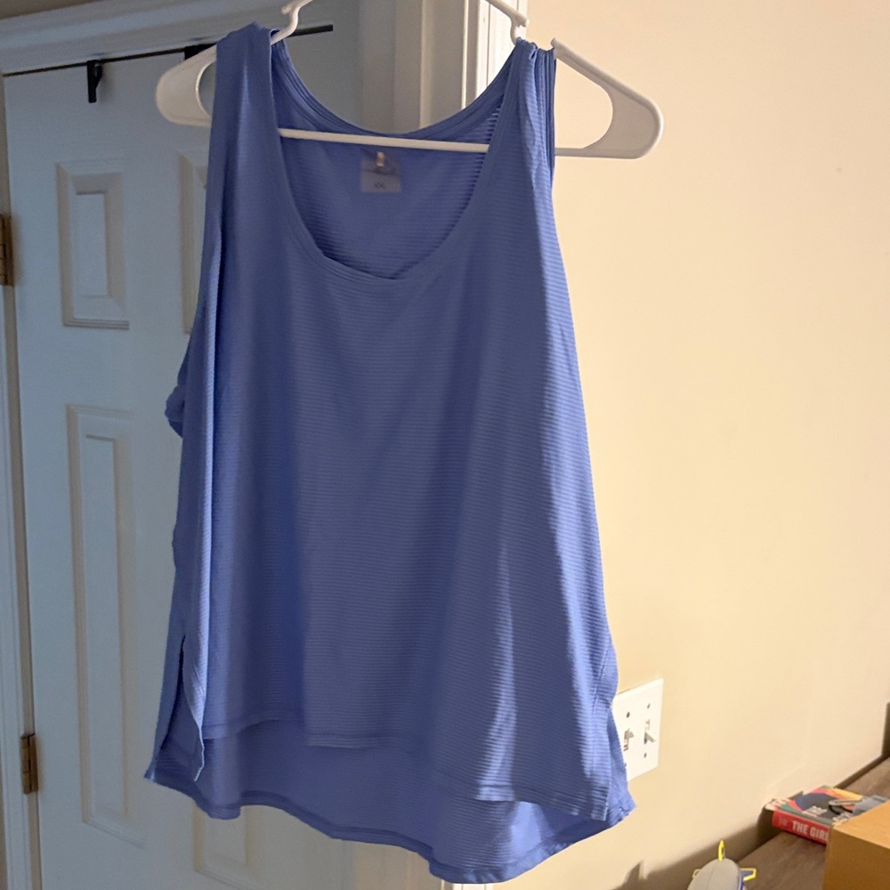 CALIA by Carrie Underwood Blue Ribbed Scoop Neck Tank